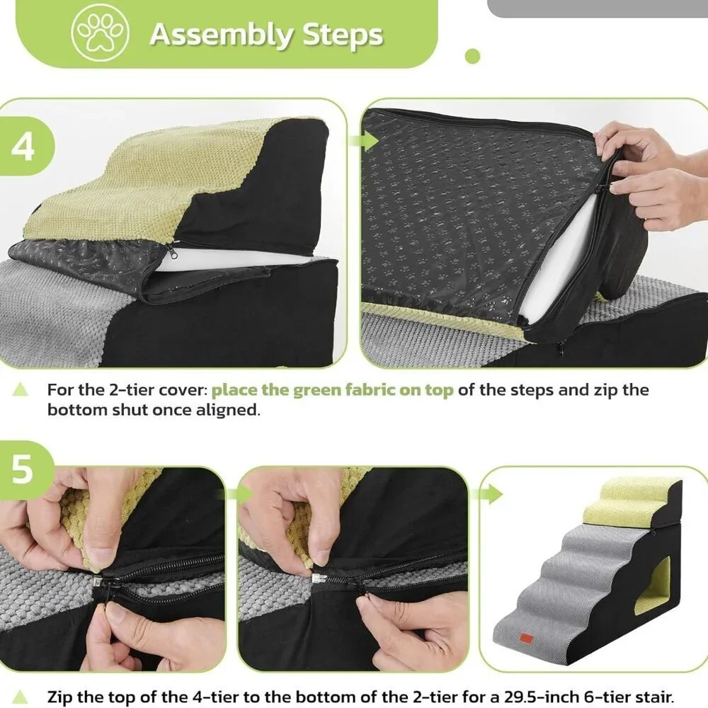 LOOBANI Dog Stairs for High Bed, 30 Inch Height 6 Steps